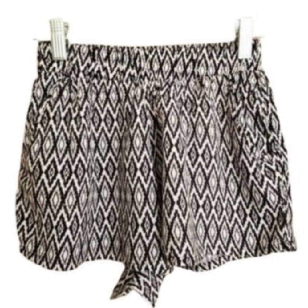 Old Navy Womens Casual Shorts S Black White Diamond Elastic Boho Comfy Yoga